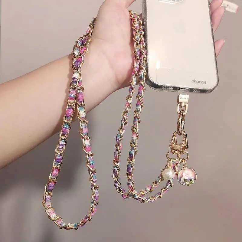 

Braided Strap For Handbag Strap Metal Belt Detachable Bag Cellphone Chain Shoulder Bag Strap For Women All-Match Bag Decorative