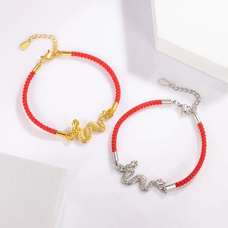 The Year of the Dragon Twelve Zodiac Hand Rope Bracelet Female 925 Silver Bracelet New Chinese National Style Red Rope Jewelry