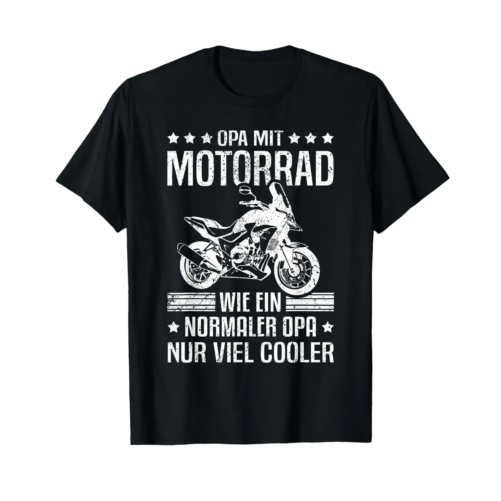 Men's T Shirt with German Text quot Grandpa mit Motorbike wie ein Normaler Opa nur viel COOLER black vintage Washed Comfortable