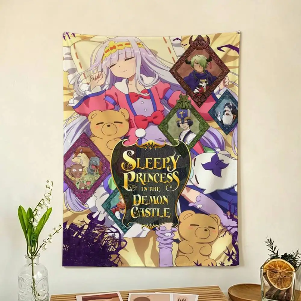 S-Sleepy Demon Castle Flags Wall Hanging Background Art Banner for Bedroom Home Outdoor Decor
