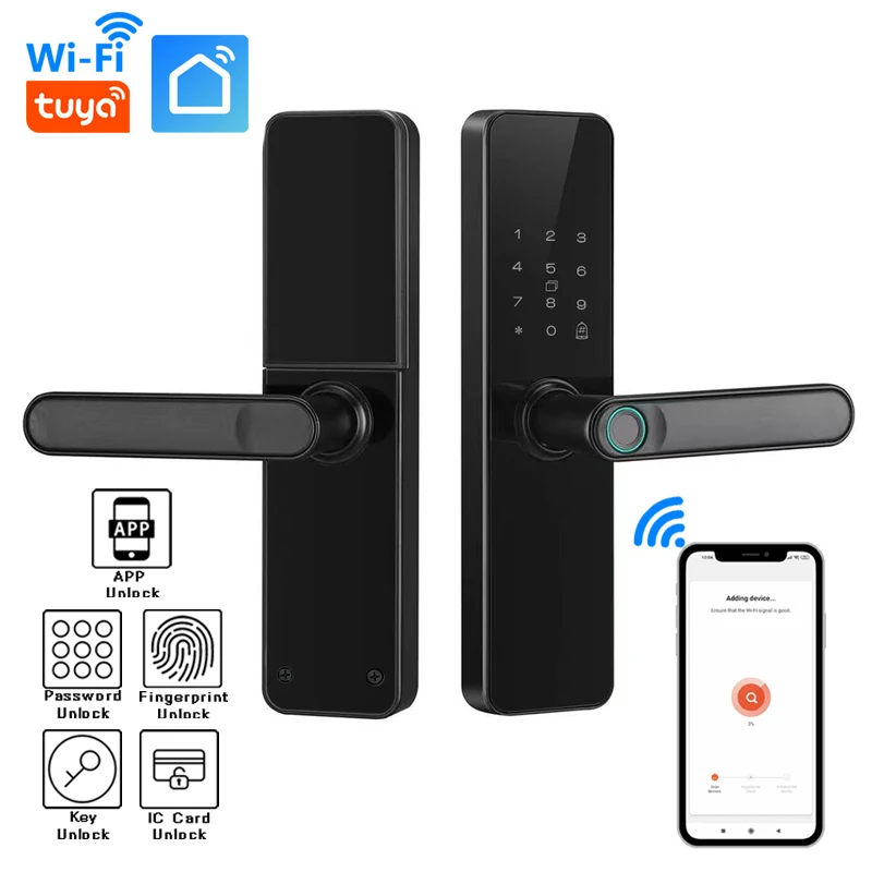 Tuya APP WIFI Smart Door Lock Intelligence Lock Biometric Fingerprint Smart Keyless Access Password IC Card Smartlife