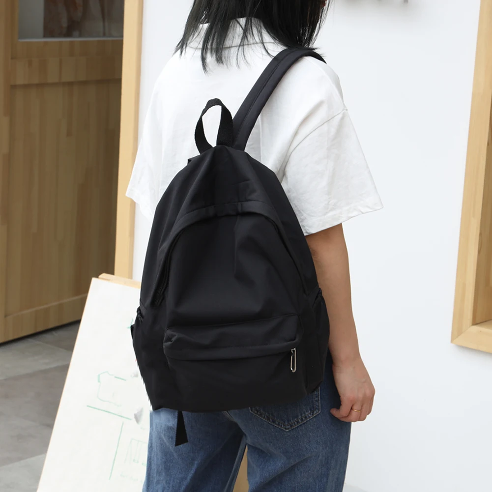 Bolsos de viaje de gran capacidad a la moda para mujer, mochila escolar con cremallera de Color sólido estilo Preppy, mochilas de nailon para estudiantes