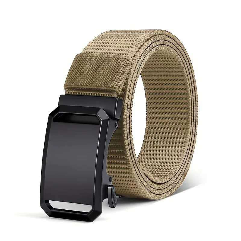 Men's Belt Automatic Metal Buckle Webbing Outdoor Work Tactical Belt Toothless Automatic Buckle Casual Sports Canvas Belts