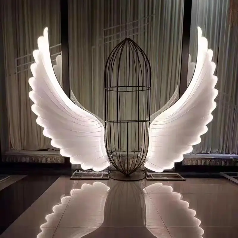 New Trendy Wedding Decoration Luminescent Angel Wings Lamp Modern Fairy Wings for Party Stage Shining Road Lead Wings Led