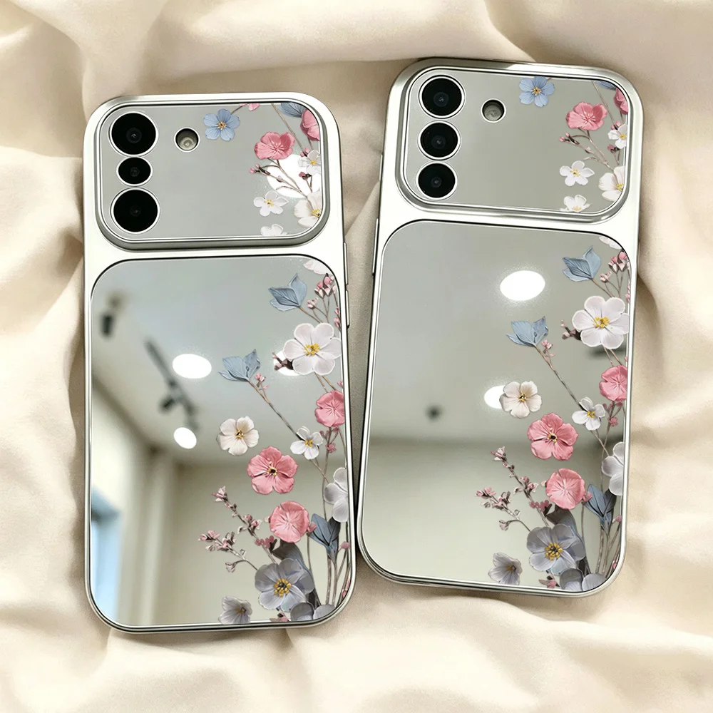 Pink Cherry Blossom Flowers Make up Mirror Phone Case For Samsung S26 Ultra S23 S24 S25 FE A57 A56 5G A55 A54 A37 A17 Case Cover - view 5