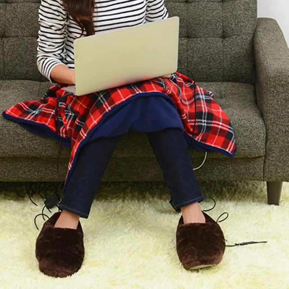 

1Pair Electric Heating Shoes Foot Warmer USB Heated Warm Shoes Winter Home Use Comfortable Heating Footwear Foot Warmer