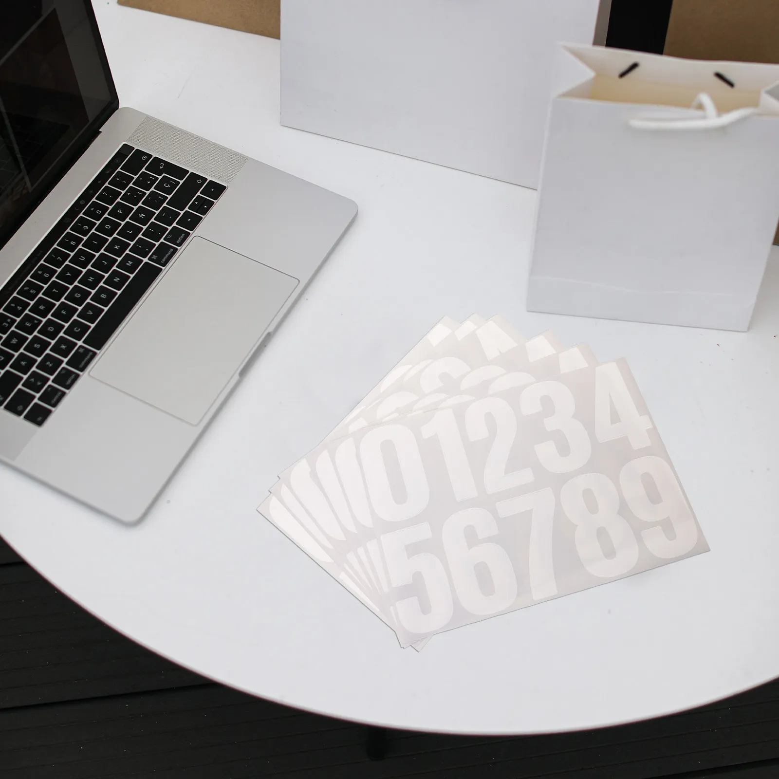 

6 Sheets White Number Stickers Adhesive Labels for Mailbox Address Plate Street Sign Outdoor Weather Resistant DIY Numbering Kit