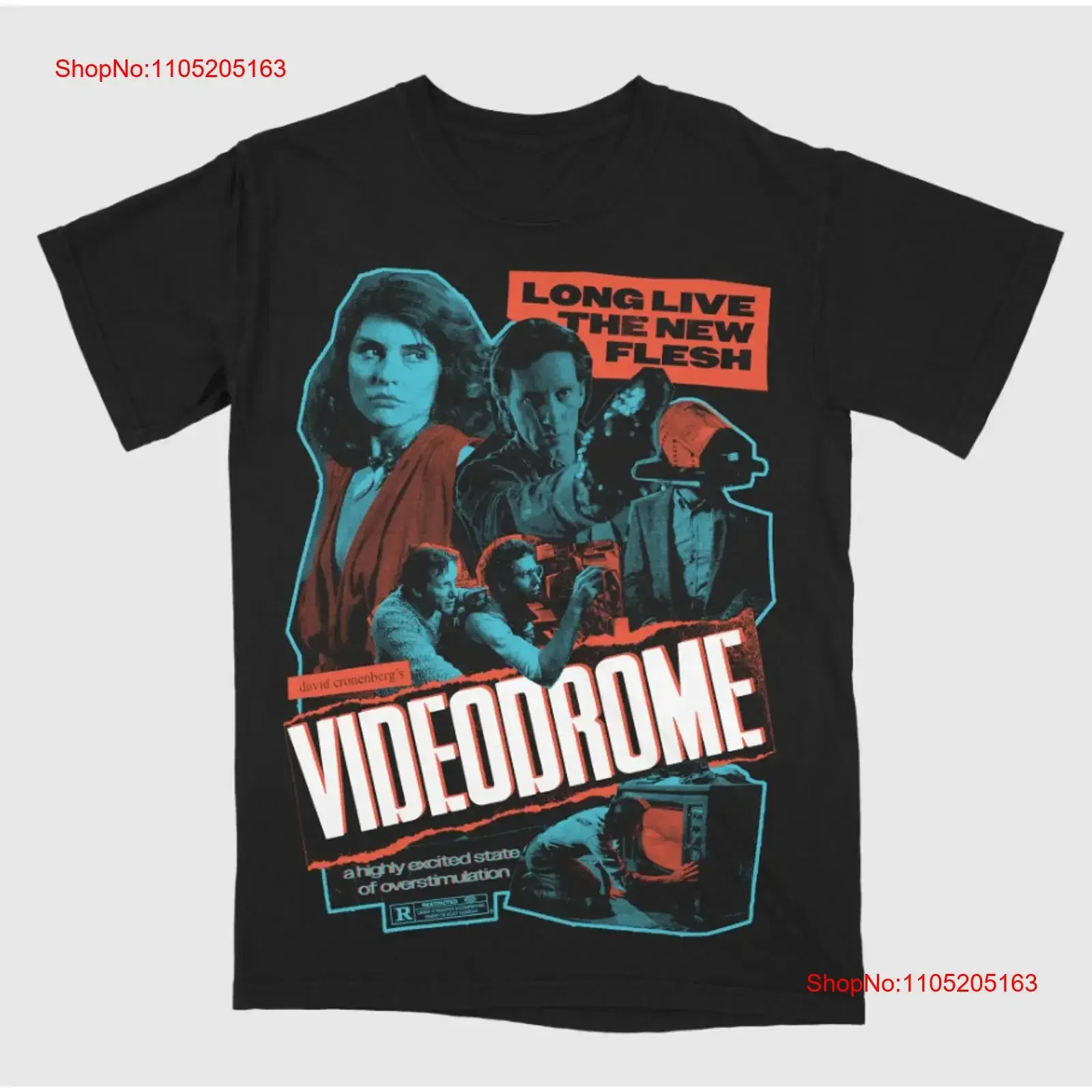 تي شيرت The New Flesh Videodrome أسود S 5XL 1H0436 عتيق مغسول ناعم قابل للتنفس مريح قليلاً ممتد #1