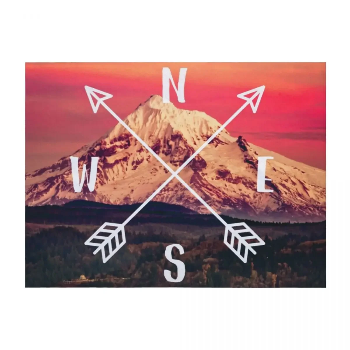 

Compass Mountains and Forest Map - Mt Hood Snow Mountain and Trees Throw Blanket Summer Baby Nap anime Blankets