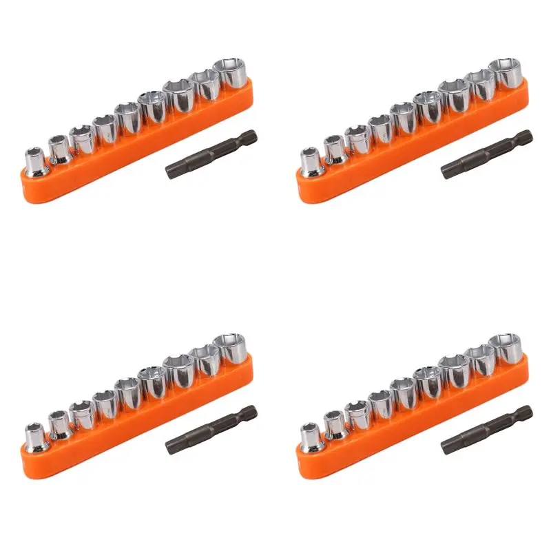 EYFL-4 Set Hand Tools 1/4 Inch Drive Hex Bit Socket Wrench Set Sleeve Wrench Set Wrench Adapter 5/6/7/8/9/10/11/12/13Mm