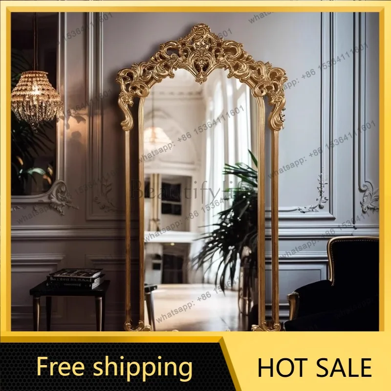 Design Bedroom Mirrors Full Body Nordic Wooden Tall Luxury Vintage Floor Mirrors Designer Modern Miroir