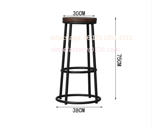 

Customizable Simple wrought iron bar chair round stool high stool bar chair hand Machine shop business hall checkout page Bar ch