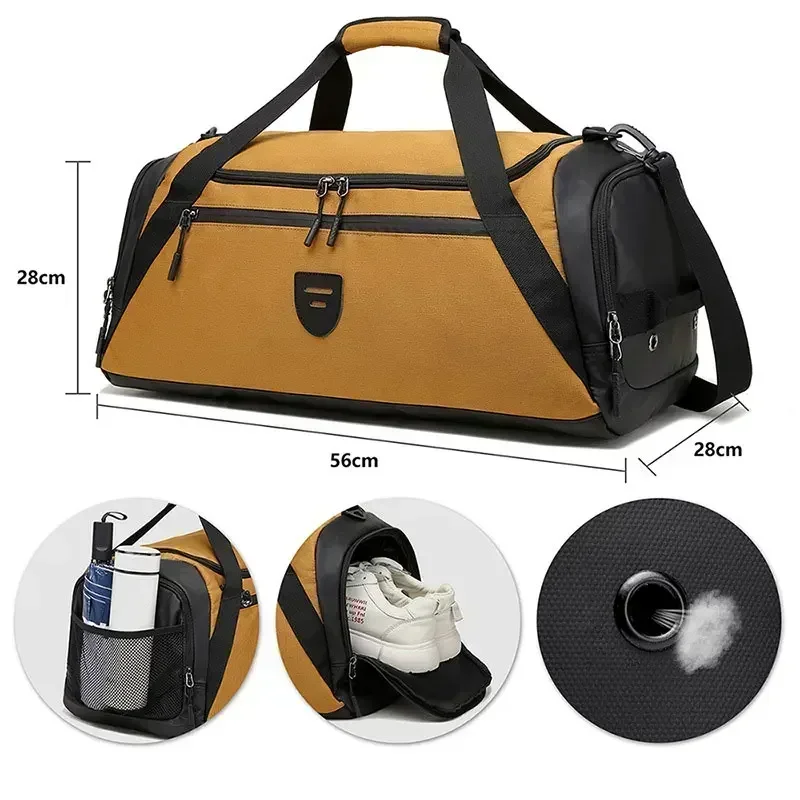 Bolsa deportiva para hombre, bolsa de viaje de gran capacidad con compartimento para zapatos, bolsa de gimnasio con bolsillo seco y húmedo, mochila para entrenamiento, deportes de baile y gimnasio