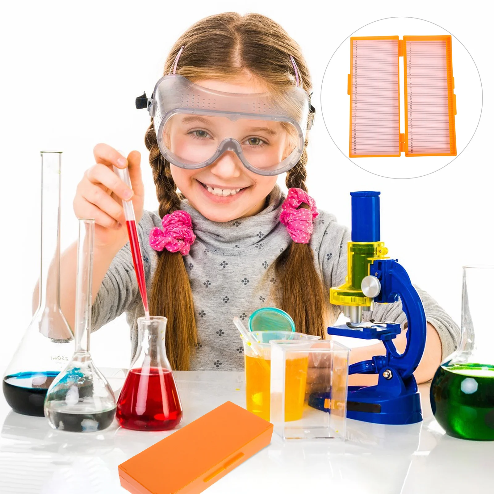 Microscope Box Premium Abs Slotted Channels Secure Storage Laboratory Slide Organizer Teaching Equipment Slide Storage