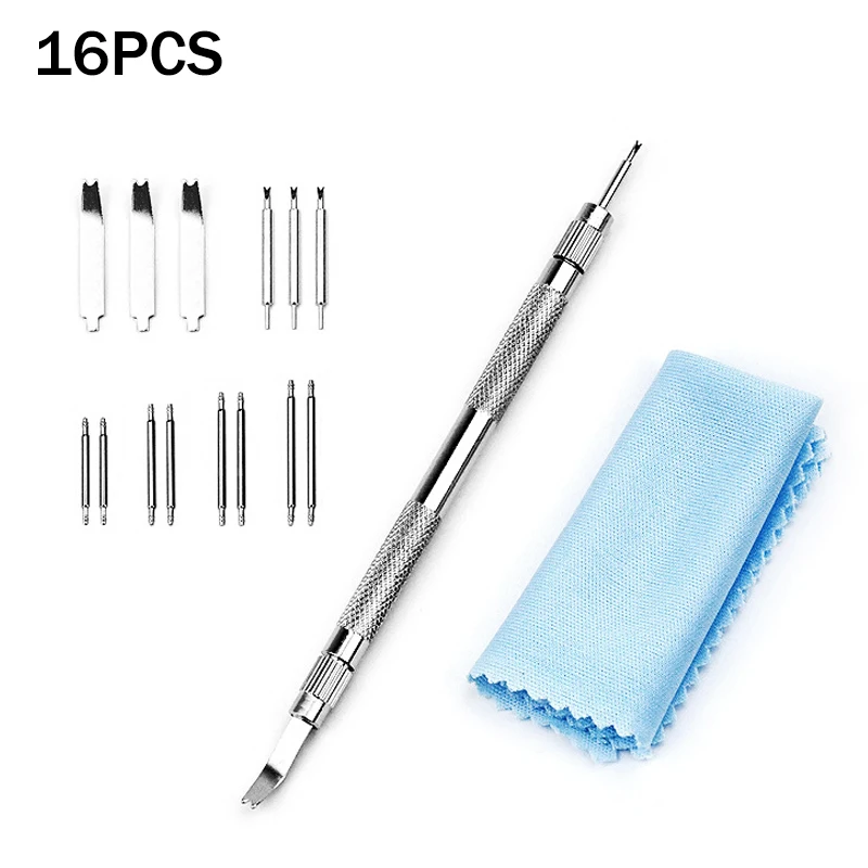 16 stks Vervang Horlogeband Spring Bar Set Reparatie Horlogeband Lente Dennennaald Bar Geplaatst Pin Accessoire Removal Tool