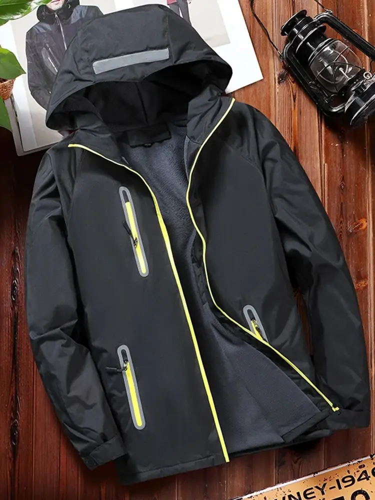 2023Men Autumn Thin Outdoor Jacket Waterproof Jacket Outwear Windbreaker Reflective Article Jackets For Men Rain