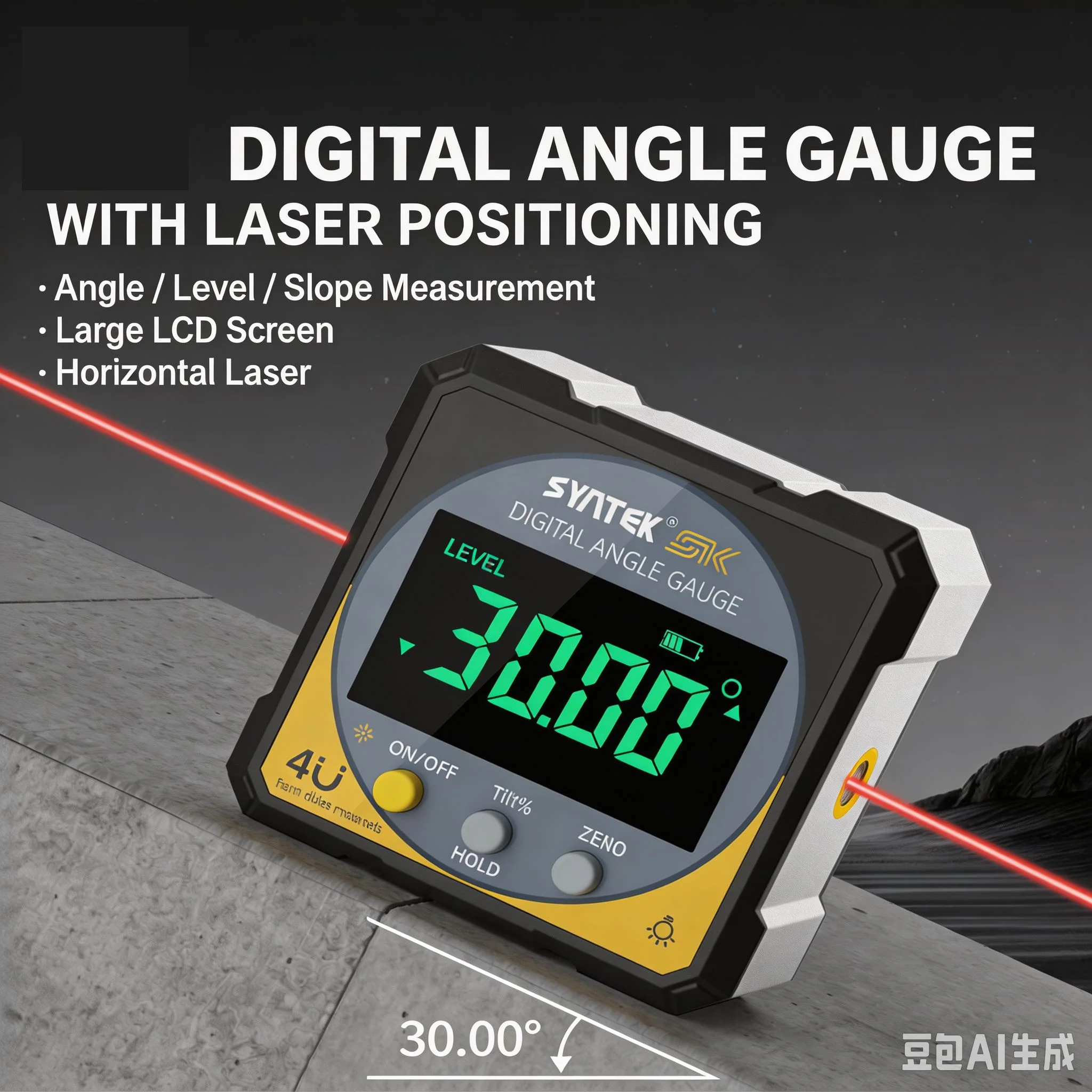 High‑Precision Digital Laser Inclinometer, Magnetic Mini Electronic Level Angle Gauge Protractor Slope Measure Tool