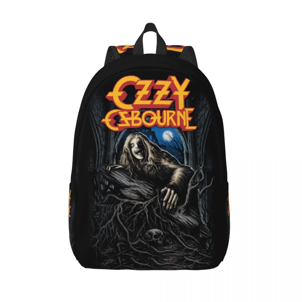 

Customized Ozzy Osbourne Prince Of Darkness Canvas Backpack Women Basic Bookbag for School College Heavy Metal Band Rock Bags