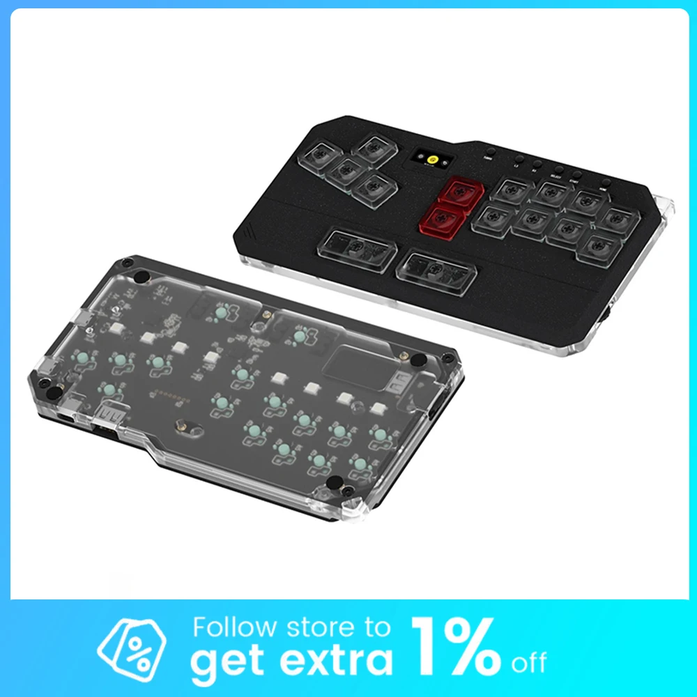 

DOIO KBHX-01HE PRO Механическая клавиатура Магнитный переключатель Hitbox MIXBOX Алюминиевая геймерская клавиатура Аркадная боевая клавиатура для PS5 Switch PC