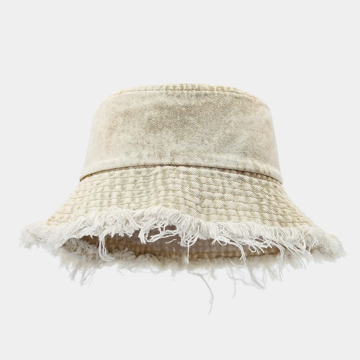 Unisex Trendy Autumn Solid Tassel Edge Washed Denim Summer Bucket Hat For Women Best Matched Sunshade Beach Fisherman Cap Gift