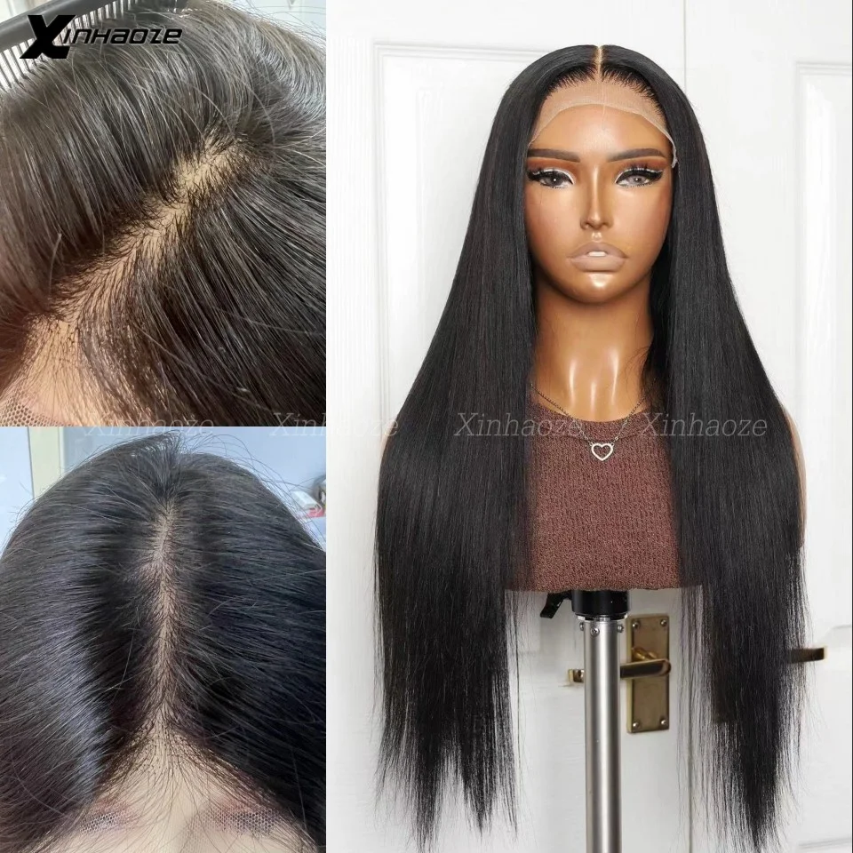 

Jet Black HD Lace Silk Top 5x5 Silk Base Straight Human Hair Wigs With Baby Hair Brazilian Glueless Preplucked Lace Front Wigs