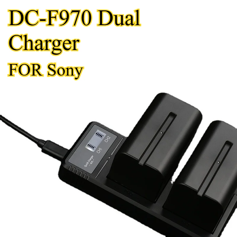 dc-f970-デュアル充電器-np-f970-f550-f750-fm50-バッテリー用-デュアルポート充電ステーション-ソニー-ビデオカメラ-デジタル一眼レフカメラ用