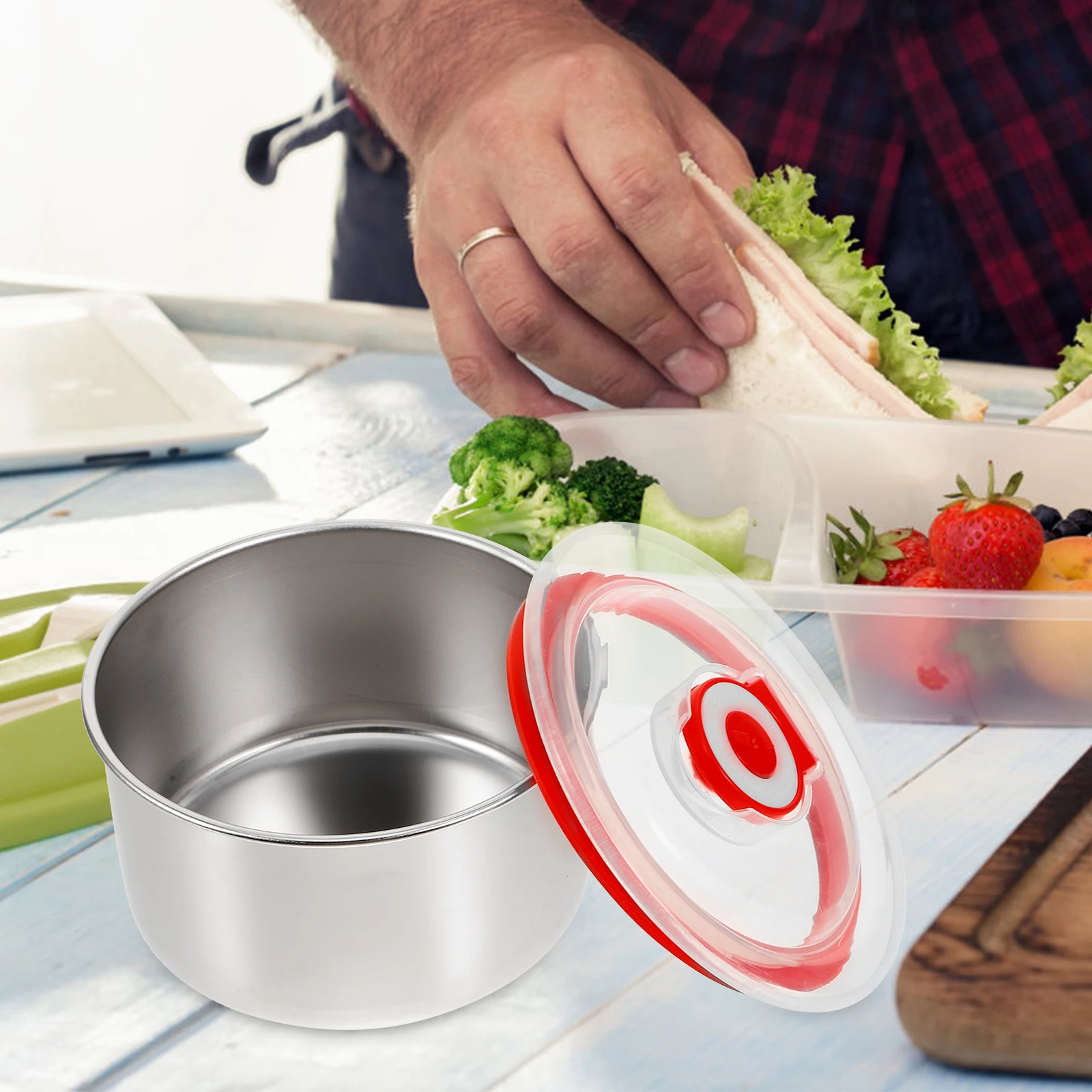

4pcs Stainless Steel Storage Boxes Containers For School Canteen Airtight Reusable Containers With Lids Large Food