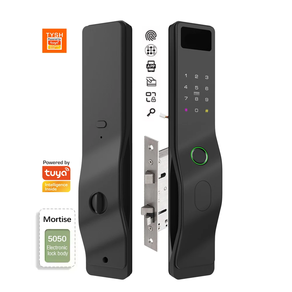 STLF Automatic Digital Tuya App Remote Control Aluminum Wood Smart Lock 5050 Model Intelligent WiFi Fingerprint Password Card