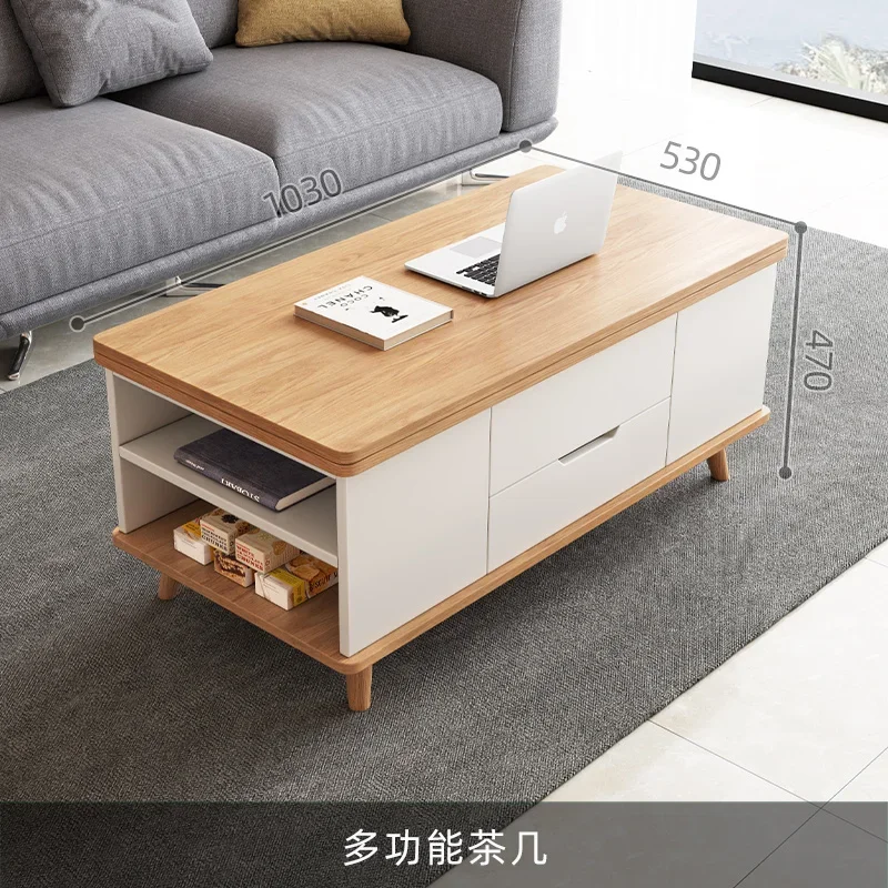 A  Creative Folding Dining Table Dual-Use Small Apartment Simple Unique Living Room Retractable Lifting Coffee Table Furniture