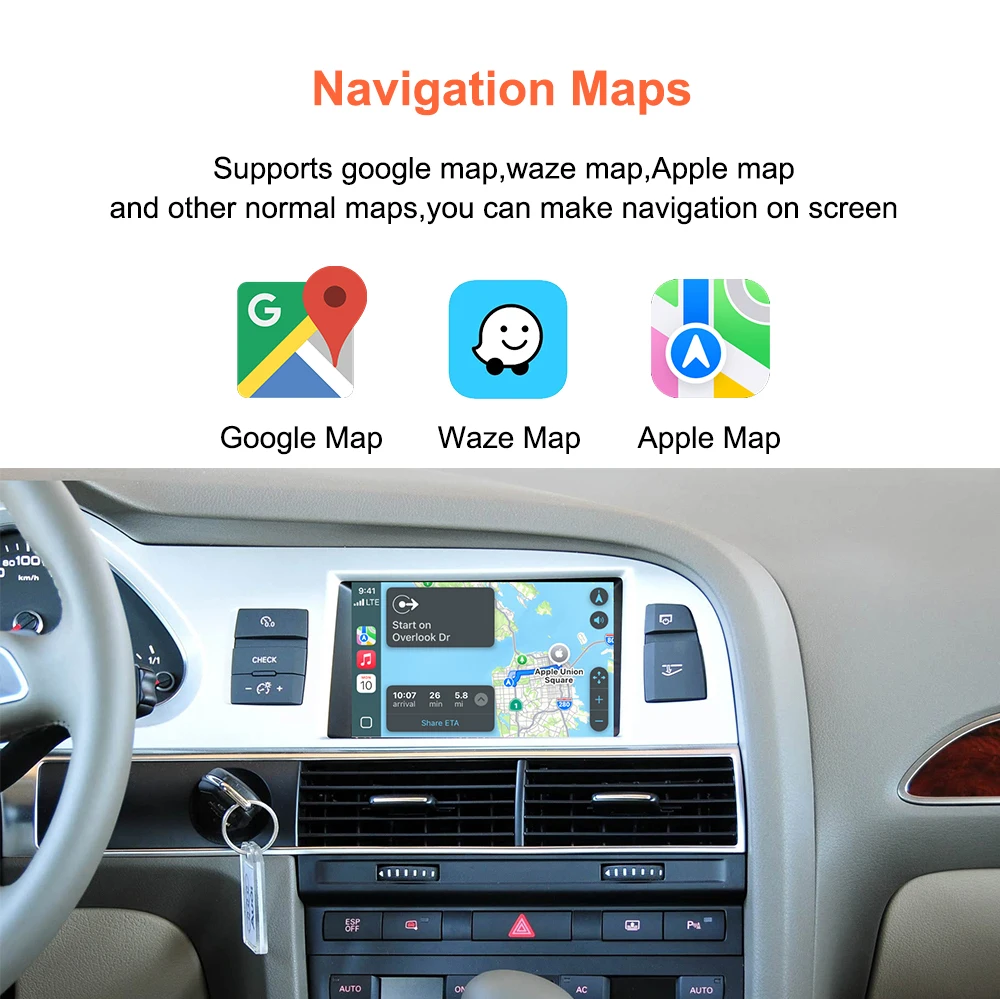 Bonroad Wireless CarPlay Interface für Audi A6 Q7 2009-2015 MMI 3G Android Auto Mirror Link AirPlay Rückfahrkamera Nachrüstsätze – Detail 10