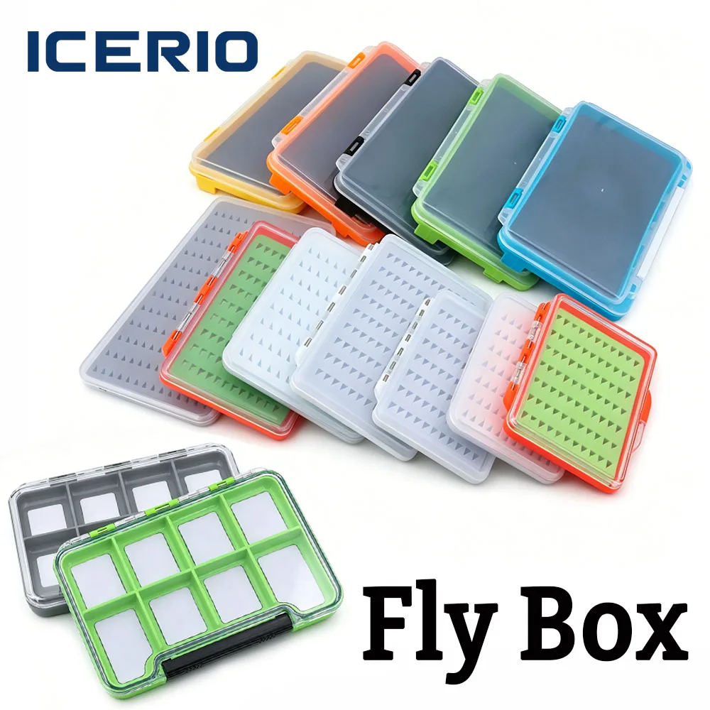 ICERIO1PC Fliegenfischerbox Mehrzweck-Schaumstoff/Fächer-Angelkoffer Wasserdichte Transparente Haken- und Köderbox für Forellen- und Barschangeln