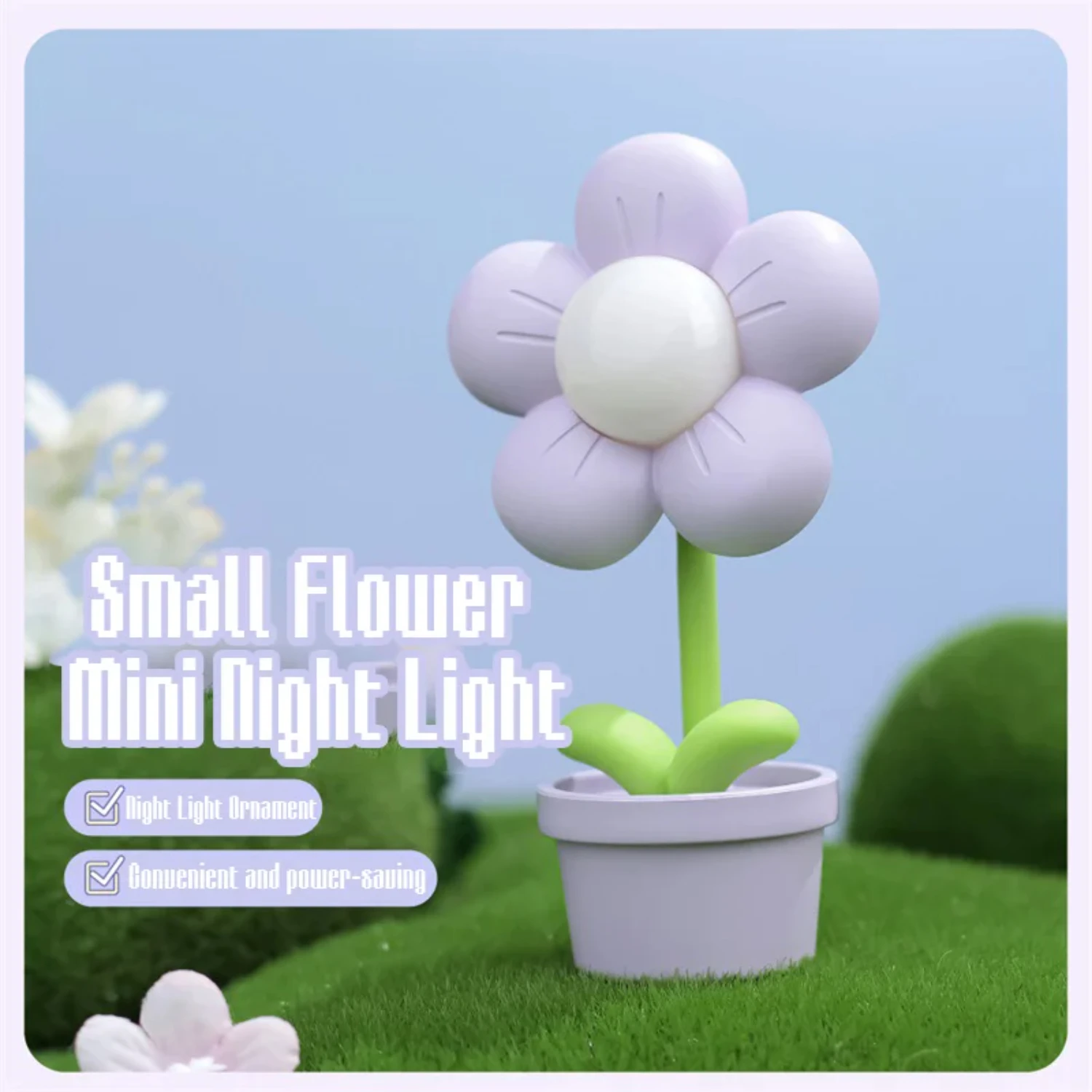 Mini luz LED de noche con flores para niños, lámpara de mesa pequeña, adorno de escritorio, luces ambientales para dormitorio, juguete para niños, vacaciones, nuevo