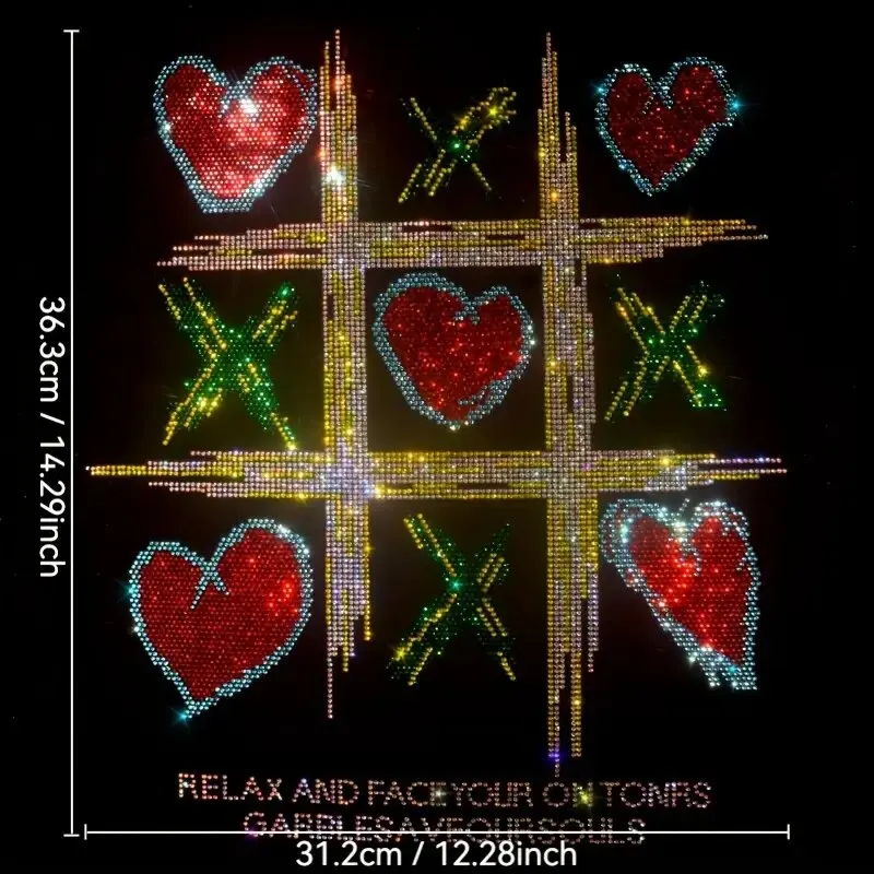 

Shimmering Rhinestone Heart Cross Stitch Pattern Sticker - Perfect for Crafts And Clothing Accessories