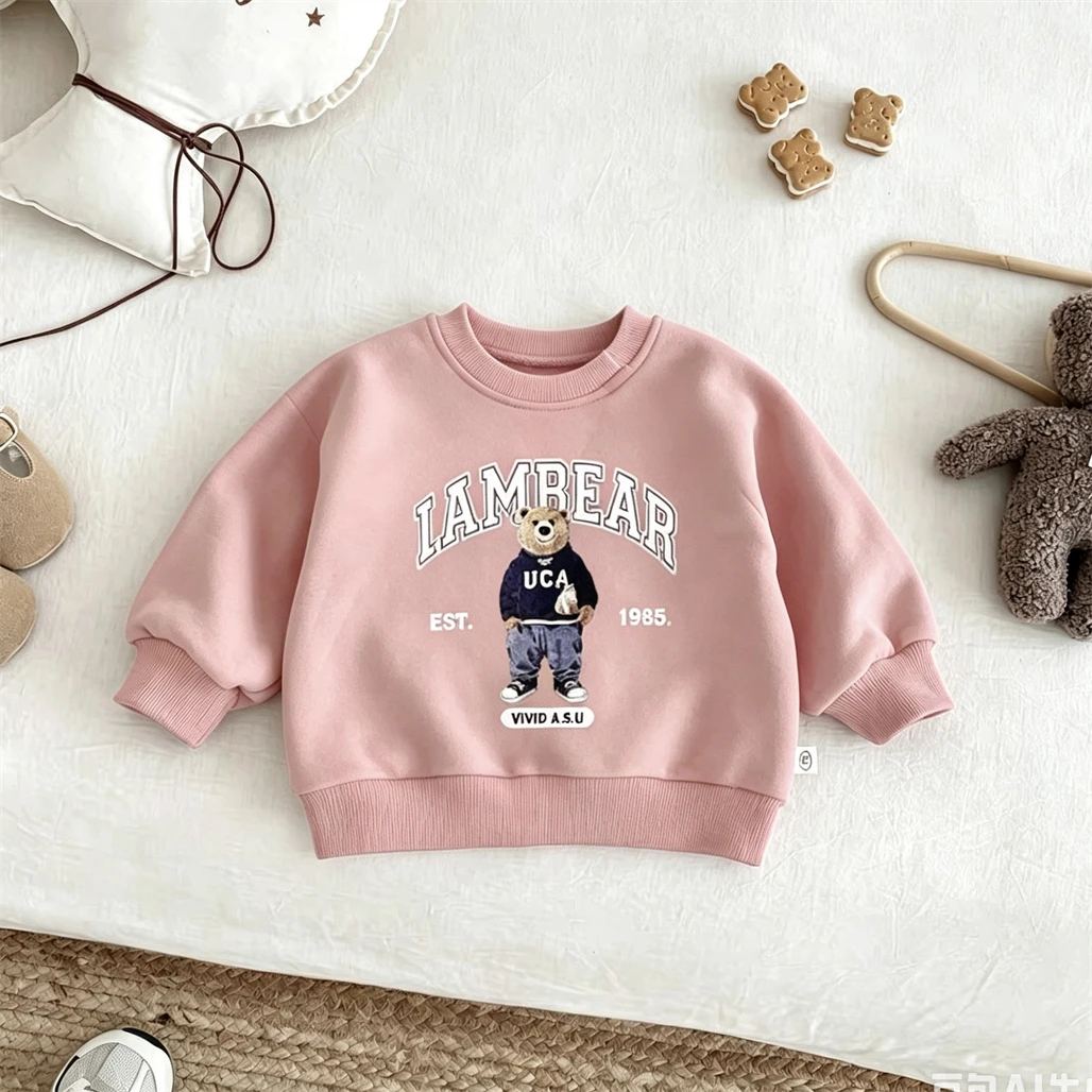 Cartoon Printed Sweatshirt 2026 Spring Autumn Clothes Simple Versatile Long Sleeve Tops Toddler Fashion Crewneck Pullovers