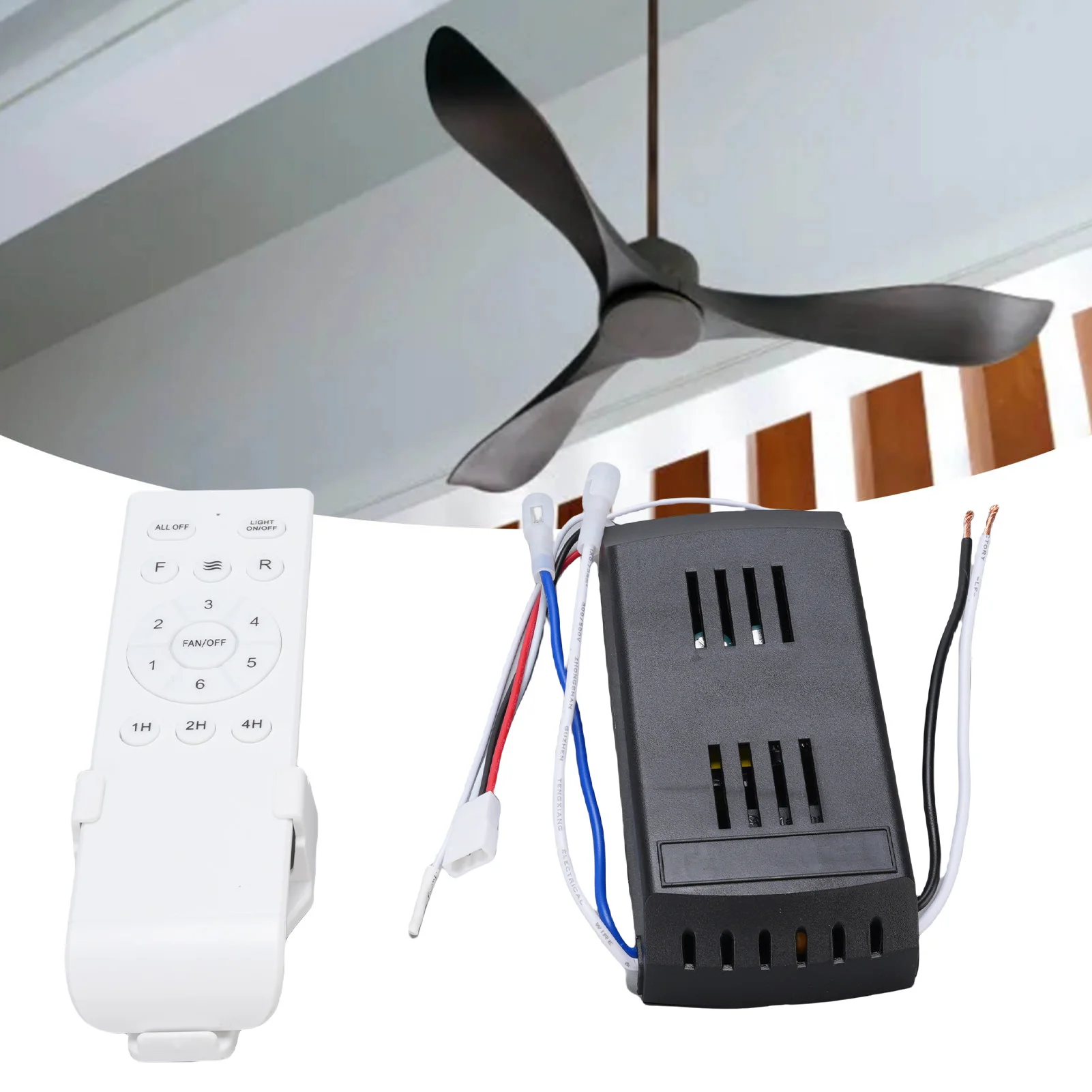 Deckenventilator-Controller, Empfänger, ABS, Deckenventilator, Fernbedienungsset, sturzsicher, 6 Geschwindigkeiten, Ferntimer für Zuhause