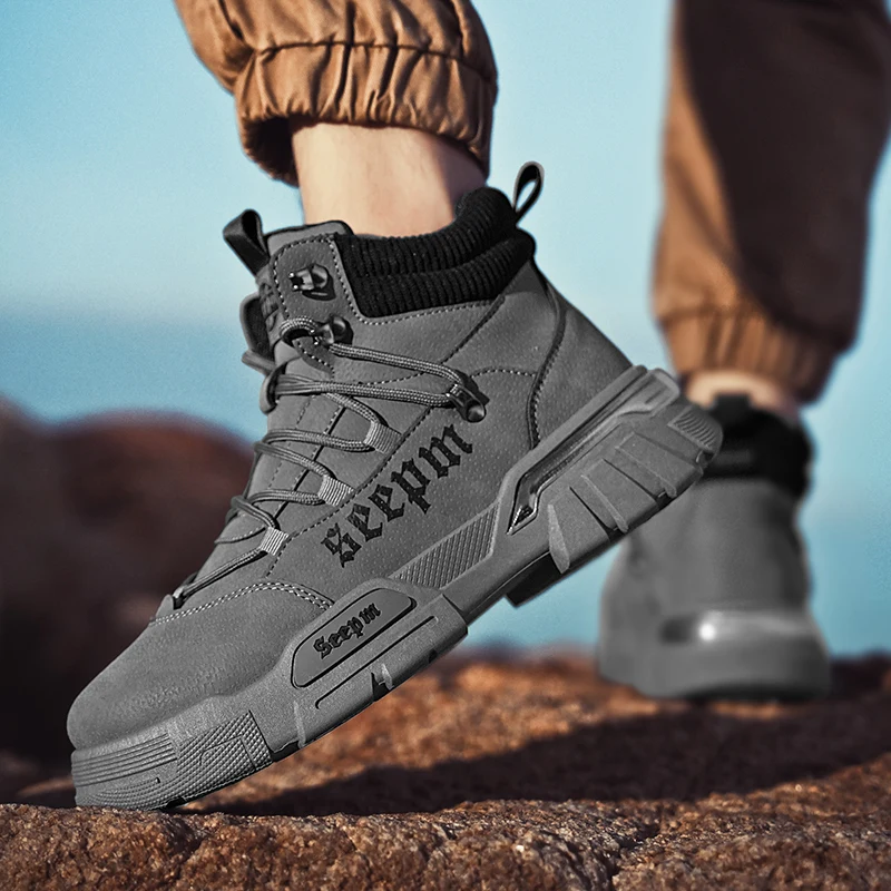 

2025 г. Мужские большие желтые ботинки для улицы, водоотталкивающее покрытие, средние - верхние рабочие ботинки в британском стиле в стиле ретро, зимние зимние хлопковые ботинки Fas