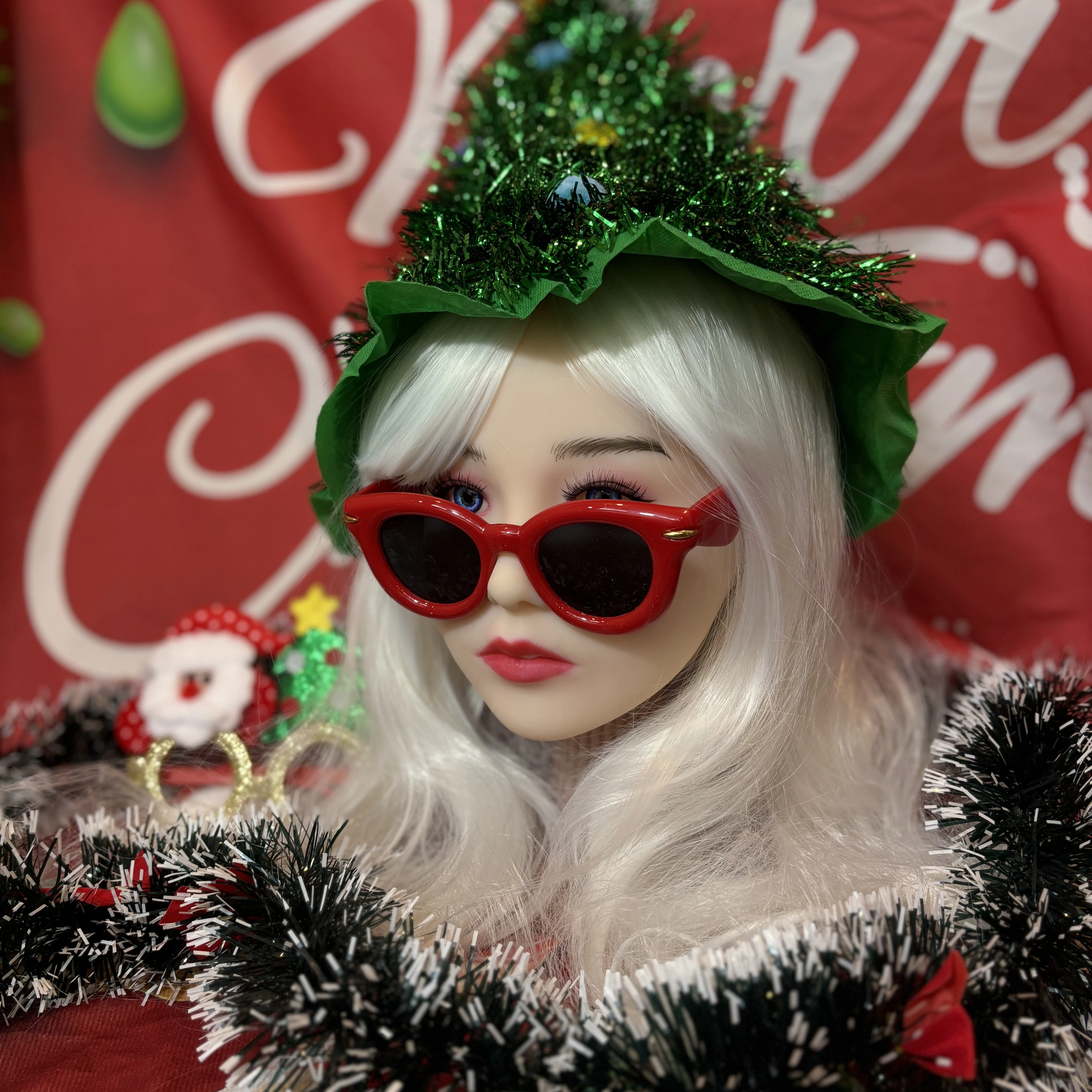 Modelo novo da cabeça das mulheres do natal, simulando a cabeça das mulheres, material do TPE, brinquedo adulto dos homens, macio (nenhuma decoração enviada)