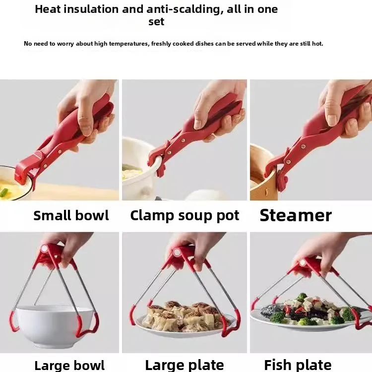 High-End Silicone Anti-Scalding Bowl Clamp Di Plate Food Se Kitchen Tongs Slip Resistant Diware Handling Tools