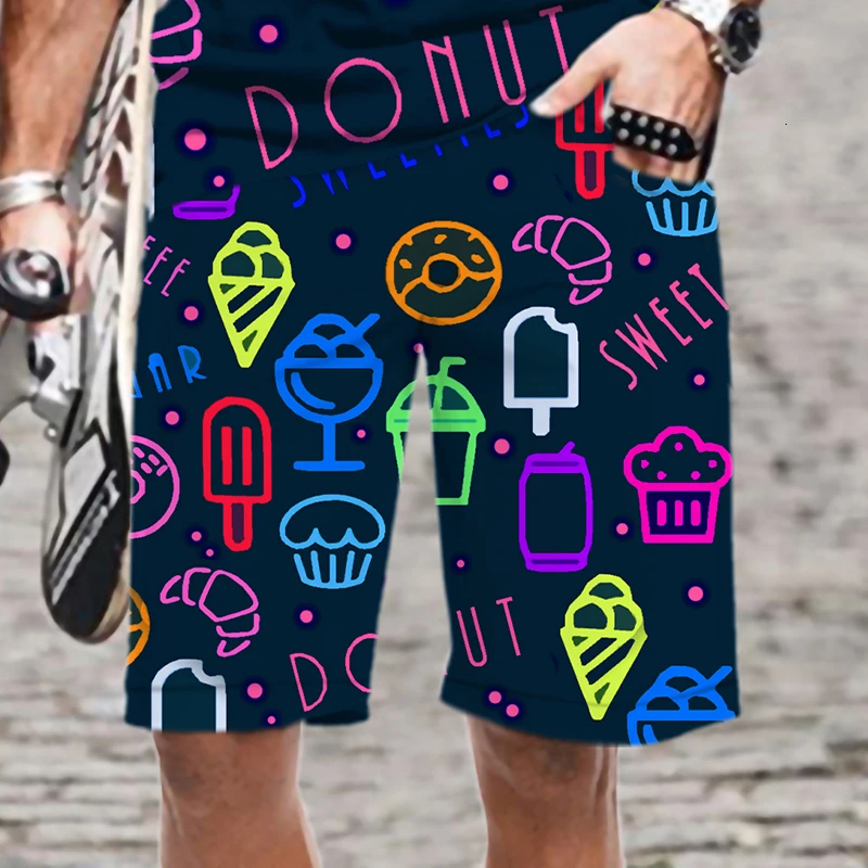 Olorful Graffiti Series 3D Printed Mens And Womens Shorts Summer Quick Dry Swim Trunks Fashion 3D Print Mens Beach Board Shorts