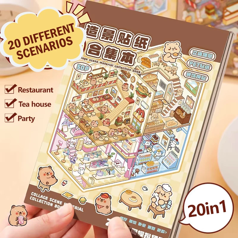 

New 20Pcs 20in1 3D Cartoon Sticker Book DIY Scenes Creative Gift for Game Portable Sticker Album For Birthday Christmas Crafts