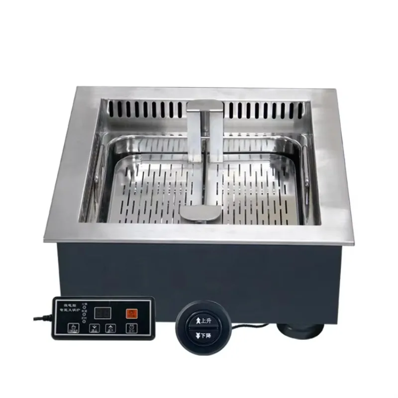 

Commercial smokeless lifting hot pot 430 square smokeless hot pot assembly Automatic lifting hot pot equipment