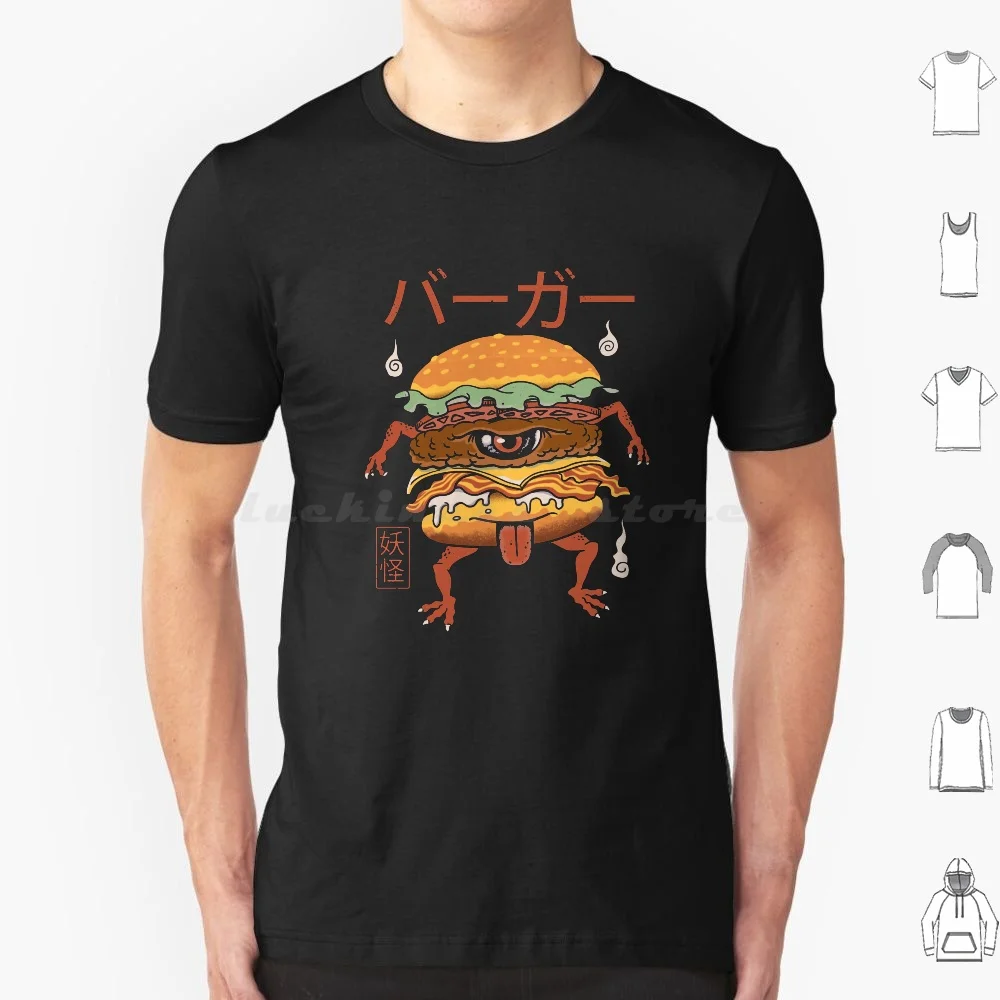 Yokai Burger T Shirt Big Size 100% Cotton Yokai Burger Burgers Japanese Kawaii Spirit Ghost Monster