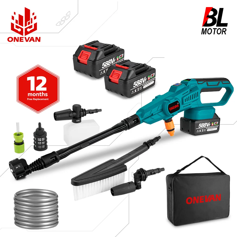 Onevan เครื่องฉีดน้ำแรงดันสูงไฟฟ้าแบบไม่มีแปรง200Bar 3500W ล้างรถเครื่องฉีดน้ำเครื่องรดน้ำต้นไม้ในสวนสำหรับแบตเตอรี่ Makita 18V