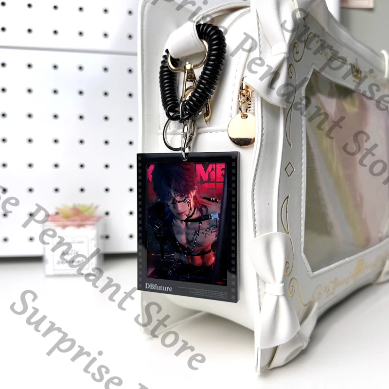 Anime Love and Deepspace Sylus Zayne Xavier Caleb Rafayel Cosplay Pendant Transcard Cartoon Keychain Reversal Films Keyring Gift