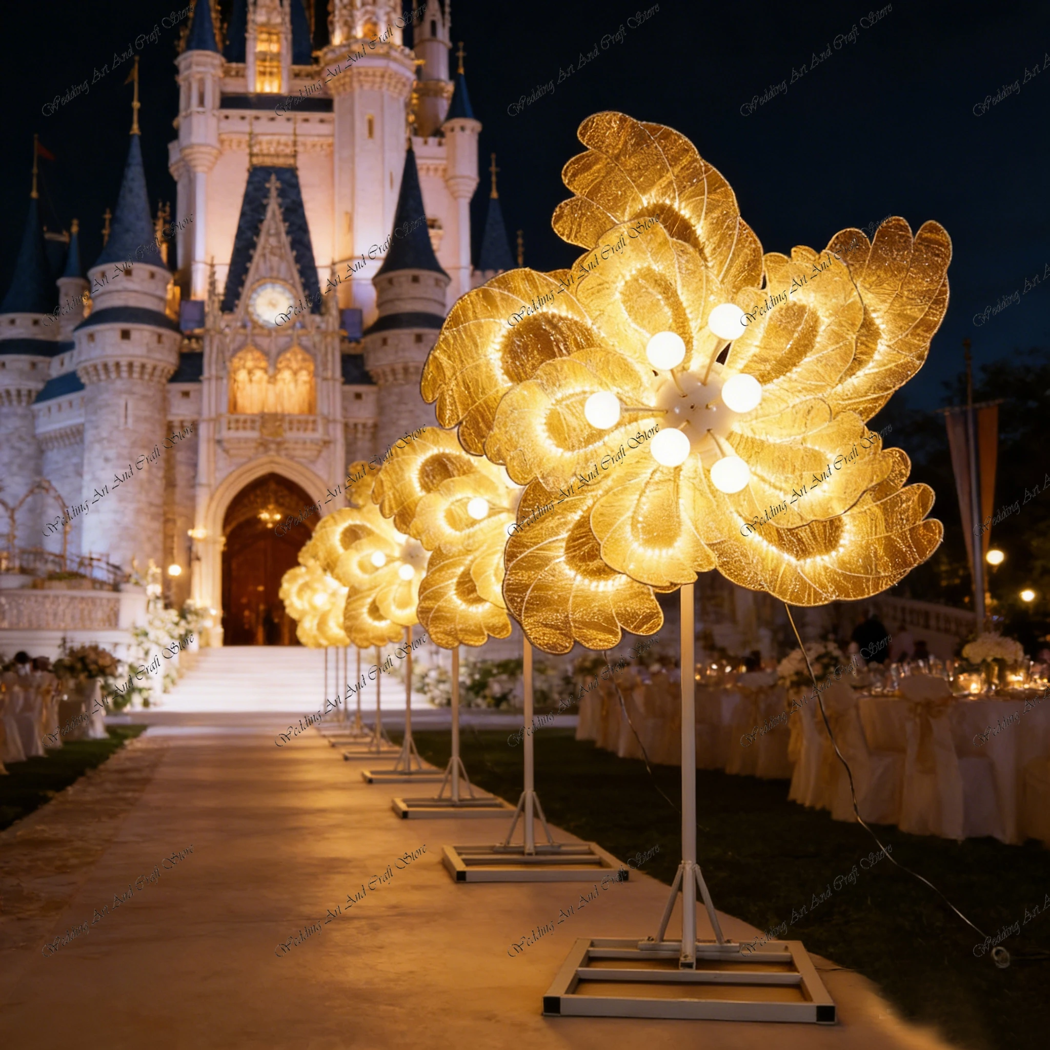 

2pcs f30 175cm Wedding Flower Stand LED Light Road Lead Props Warm Light Large Flower Light Stand Party Stage Aisle Decor ivy939