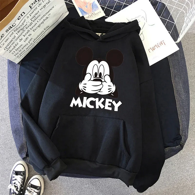 Kawaii Women Hoodies Minnie Hoodie Pullover Mickey Mouse Women\'s Sweatshirts Harajuku Streetwear Cartoon Casual Clothes Tops