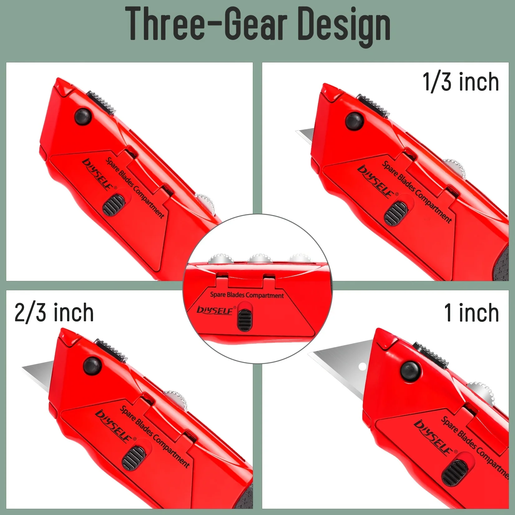 Box Cutter Retractable, Heavy Duty Razor Knife with 4 PCS Sharp Blades, Storage Space in Handle, Utility Knife Retractable for C