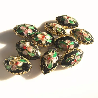 10pcs Cloisonne Filigree Oval Flower Beaded Copper Enamel Bodhy Accessories DIY Jewellery Making Supplier Bracelet Necklace Bead