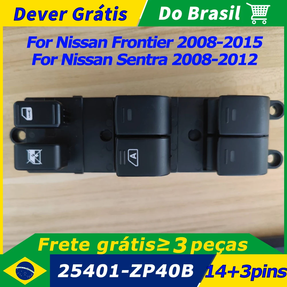 25401-ZP40B Para Nissan Frontier Sentra 2008 2009 2010 2011 2012 2013 2014 2015 Botão de Controle do Vidro do Interruptor Principal da Janela