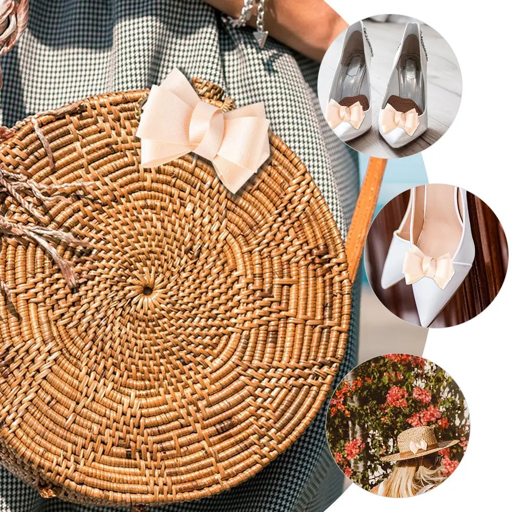 

2Pcs Bow Shoe Flowers Elegant Bowknot Charms DIY for Shoes Clothing Bags Hats Footwear DIY Material Durable Decorative Bowknot